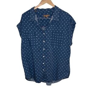 Jachs Girlfriend Blue Arrow Button Up Shirt Women Size XXL